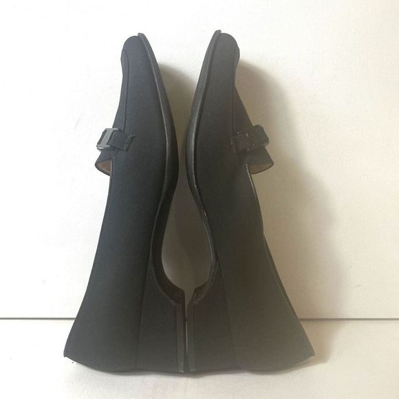 Salvatore Ferragamo Black Textile Womens Sz 8.5B Pump Slip On Square Toe Studded - Picture 5 of 11